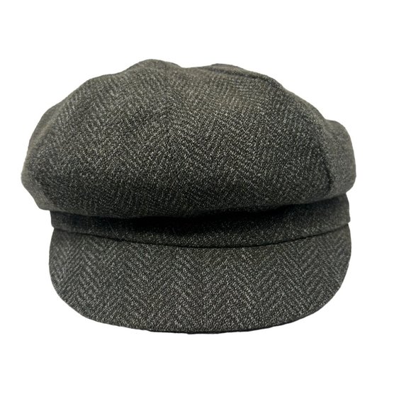 Vintage Crown Cap Signature L Brown Grey Tweed Newsboy Flatcap Hat Cap Cadet - Picture 2 of 12